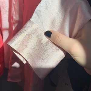 express pink long sleeve blouse with gold.